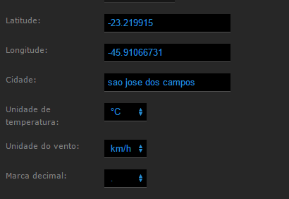 configuração cidade